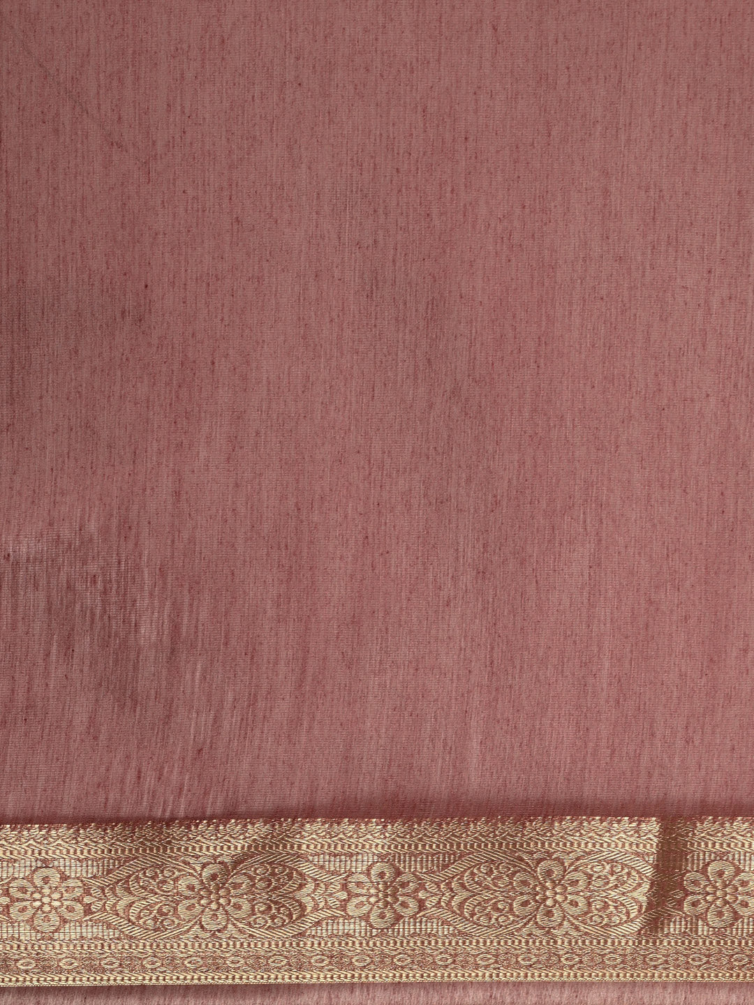 Saree Mall Mauve & Gold Solid Linen Blend Taant Saree | Grocsy