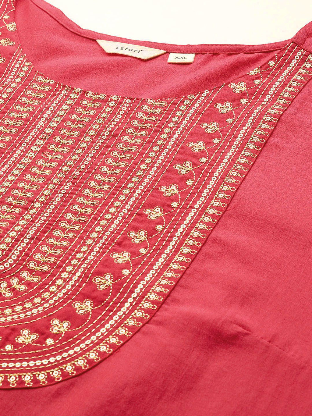 Sztori Plus Size Yoke Design Sequinned Kurta | Grocsy