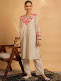 HOUSE OF KARI Floral Embroidered Chikankari Kurta With Palazzo | Grocsy