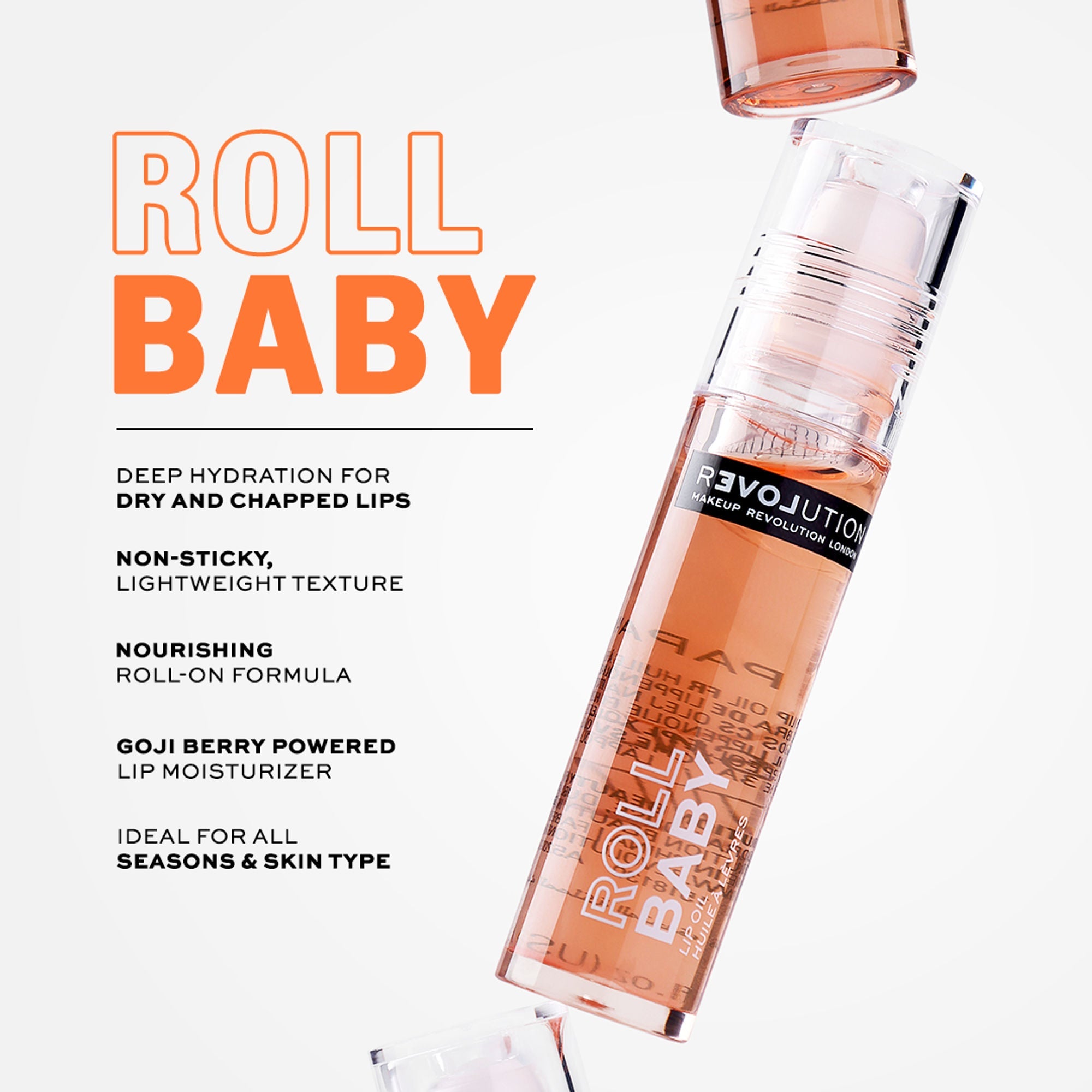 Revolution Relove Roll Baby Lip Oil Papaya - Papaya | Grocsy