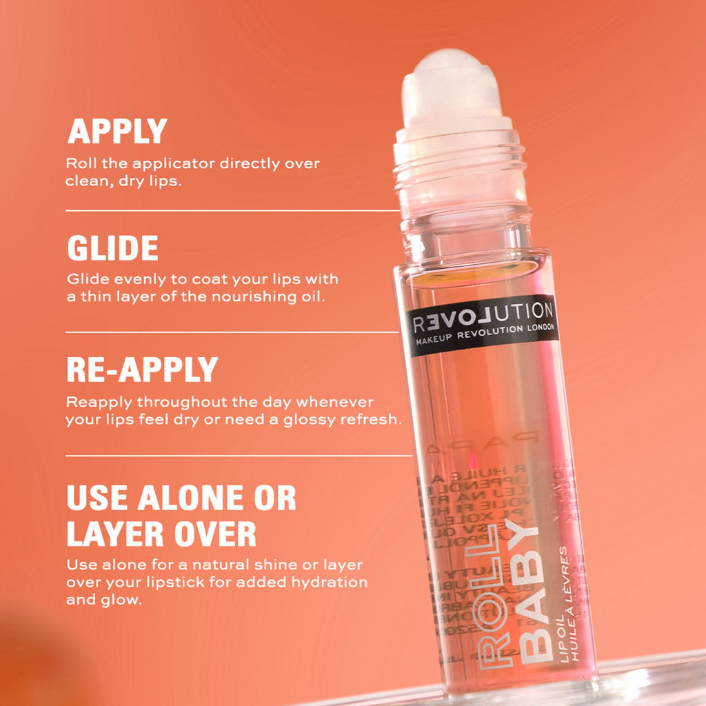 Revolution Relove Roll Baby Lip Oil Papaya - Papaya | Grocsy