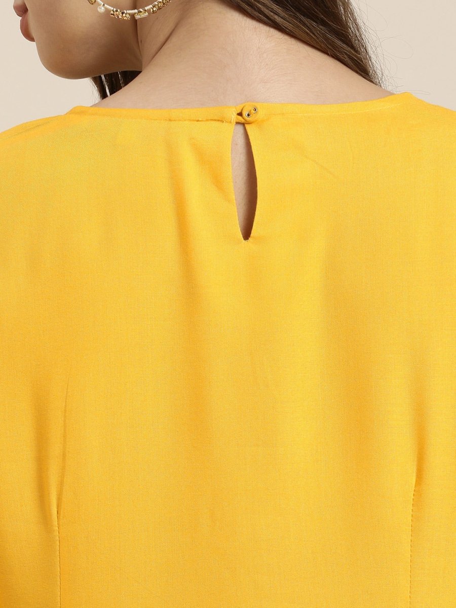 All About You Women Yellow & Beige Embroidered Kurta with Palazzos | Grocsy