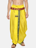 Sethukrishna Men Yellow & Green Solid Readymade Dhoti Pant | Grocsy
