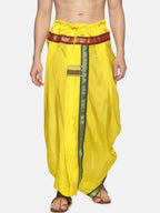 Sethukrishna Men Yellow & Green Solid Readymade Dhoti Pant | Grocsy