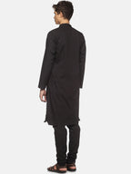 Sethukrishna Men Black Pure Cotton Kurta with Pyjamas | Grocsy