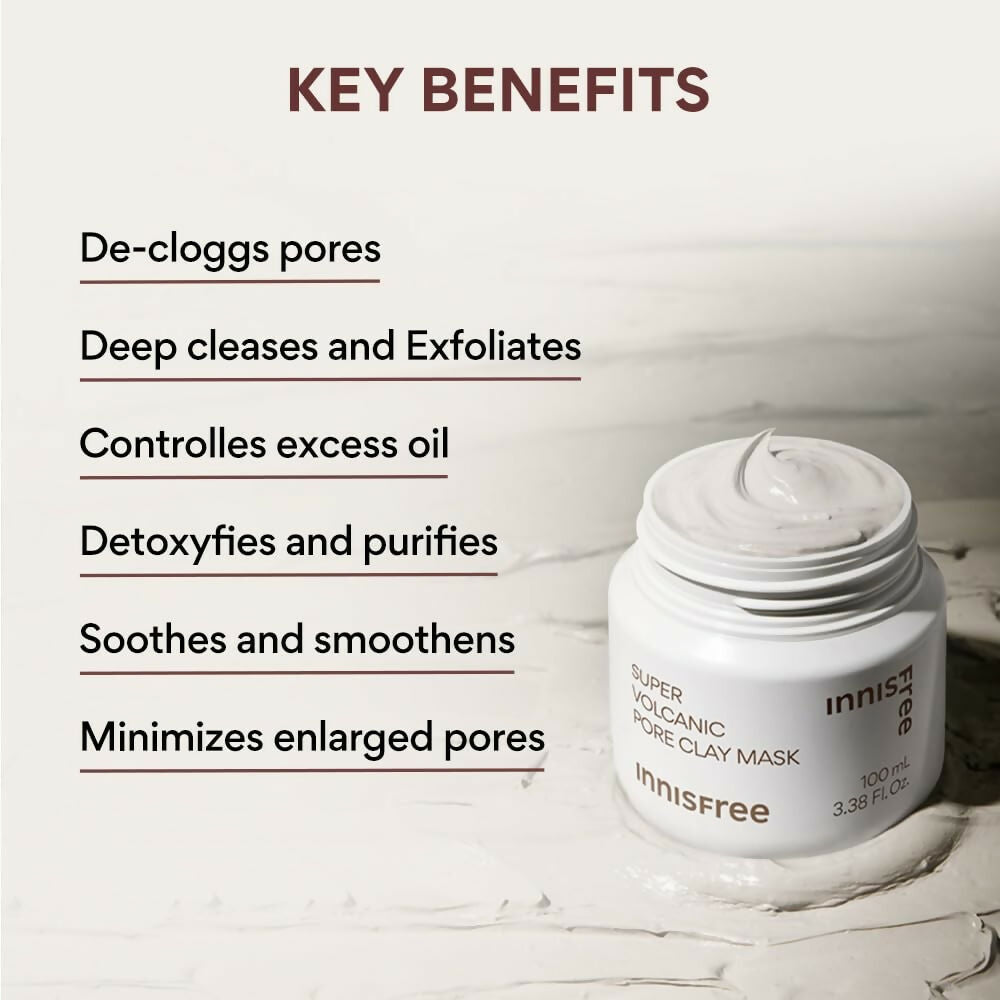 Innisfree Super Volcanic Pore Clay Mask 2X & Green Tea Foam Cleanser Combo | Grocsy