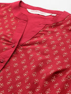 All About You Women Motifs Yoke Design A-Line Kurta with Trousers | Grocsy