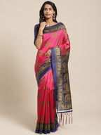 Saree Mall Pink & Beige Printed Bhagalpuri Saree | Grocsy