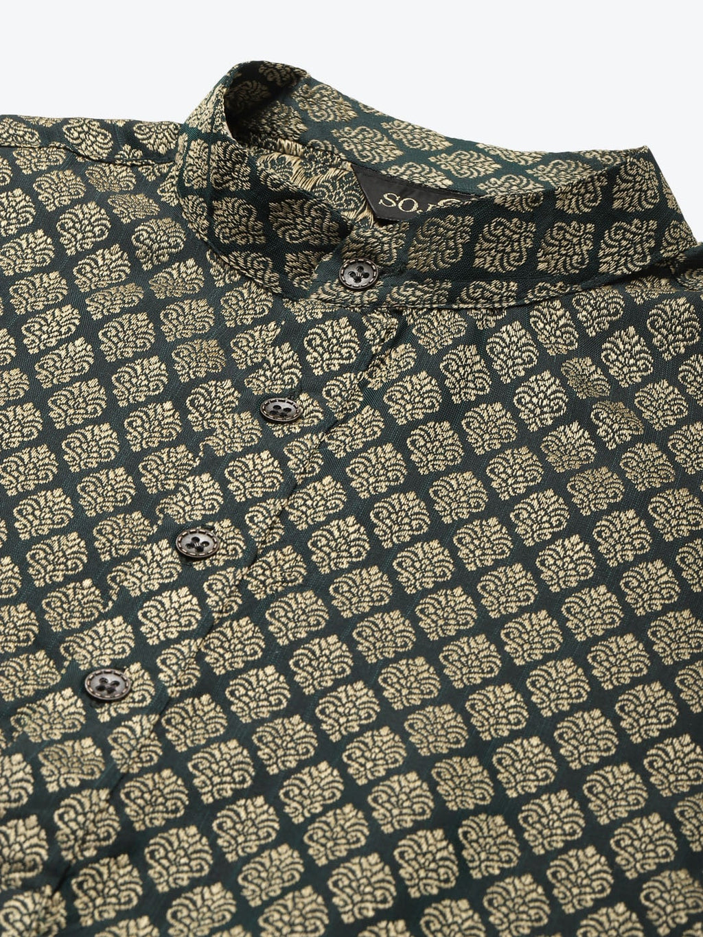Sojanya Men Green Ethnic Motifs Kurta with Churidar & Nehru Jacket | Grocsy