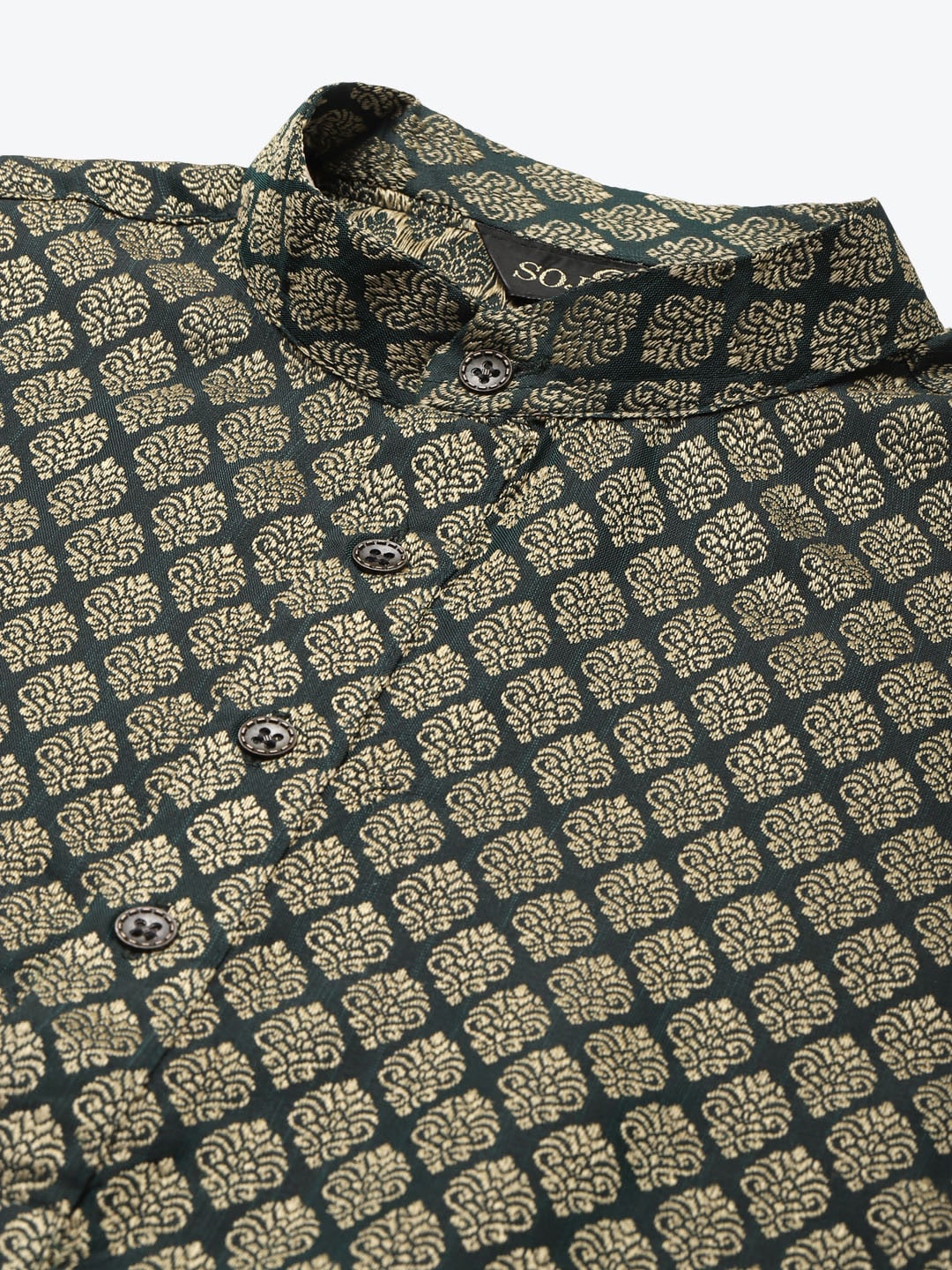 Sojanya Men Green Ethnic Motifs Kurta with Churidar & Nehru Jacket | Grocsy