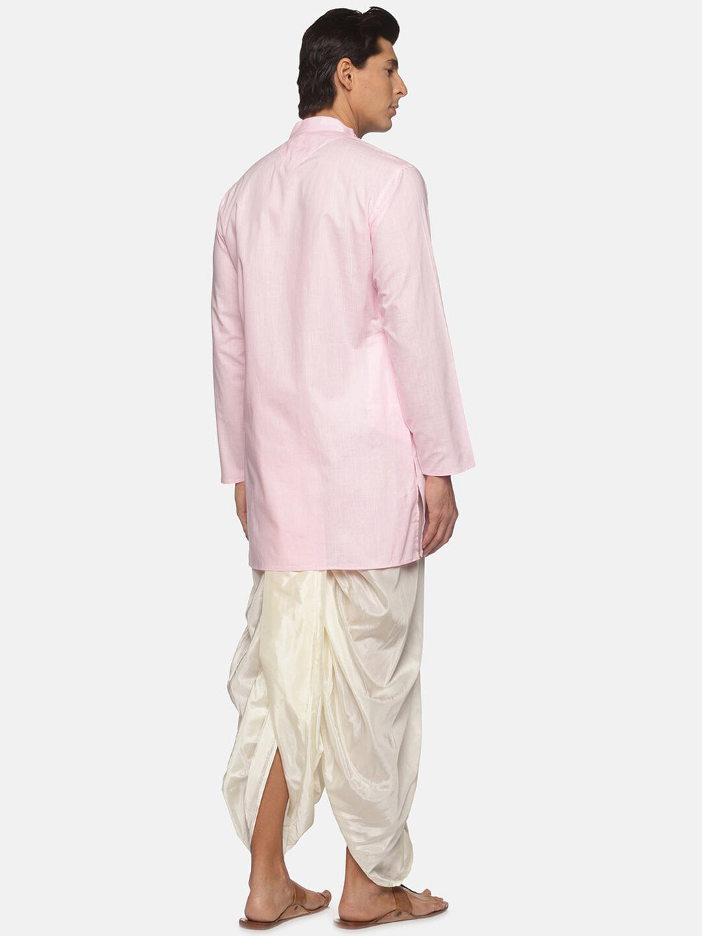 Sethukrishna Men Pink Pure Cotton Kurta with Dhoti Pants | Grocsy