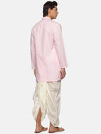 Sethukrishna Men Pink Pure Cotton Kurta with Dhoti Pants | Grocsy