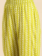 Sangria Green Ethnic Motifs Printed Pure Cotton V-Neck Straight Kurta With Trouser | Grocsy