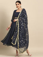 All About You Square Neck Dobby Weave A-Line Kurta With Dupatta | Grocsy