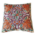 The Decor Nook Hand Embroidered Crewel Cushion Covers in Mustard & Chinar Leaf Motif with Teal Green Leaves | Grocsy
