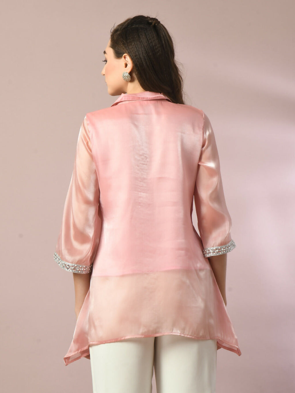 Myshka Women's Pink Solid Longline Party Tunic | Grocsy
