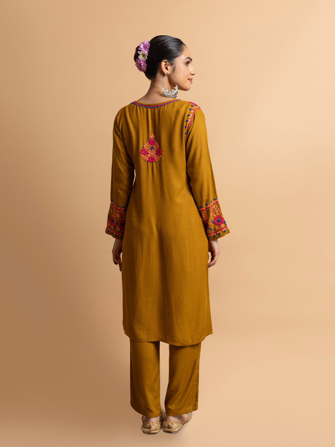 HOUSE OF KARI Floral Yoke Design Chikankari Kurta With Palazzo | Grocsy