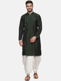 Sethukrishna Men Green Angrakha Kurta with Dhoti Pants | Grocsy