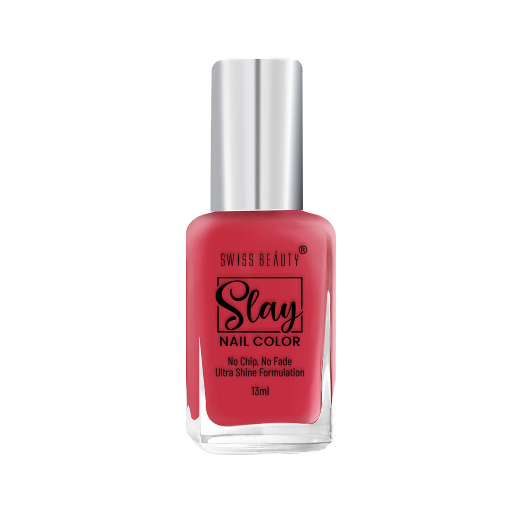 Swiss Beauty Slay Nail Color With Ultra Shine Formulation - 71 Cherry Pink | Grocsy
