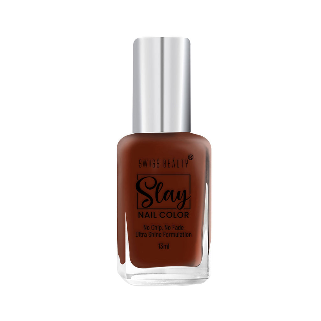 Swiss Beauty Slay Nail Color With Ultra Shine Formulation - 73 Deep Mahogany | Grocsy