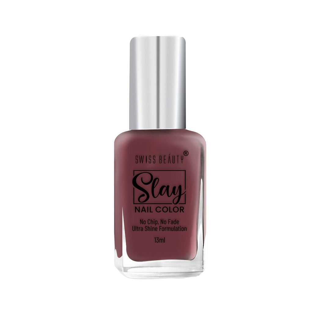 Swiss Beauty Slay Nail Color With Ultra Shine Formulation - 85 Burnt Brown | Grocsy