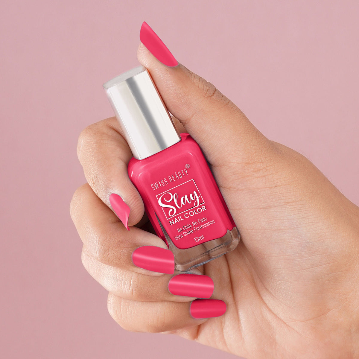 Swiss Beauty Slay Nail Color With Ultra Shine Formulation - 91 Fuchsia Pink | Grocsy