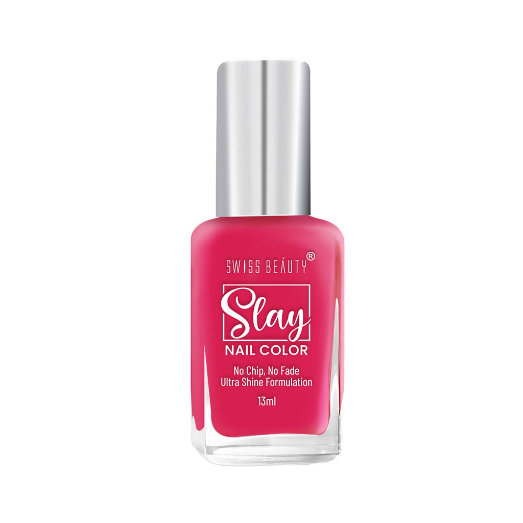 Swiss Beauty Slay Nail Color With Ultra Shine Formulation - 91 Fuchsia Pink | Grocsy