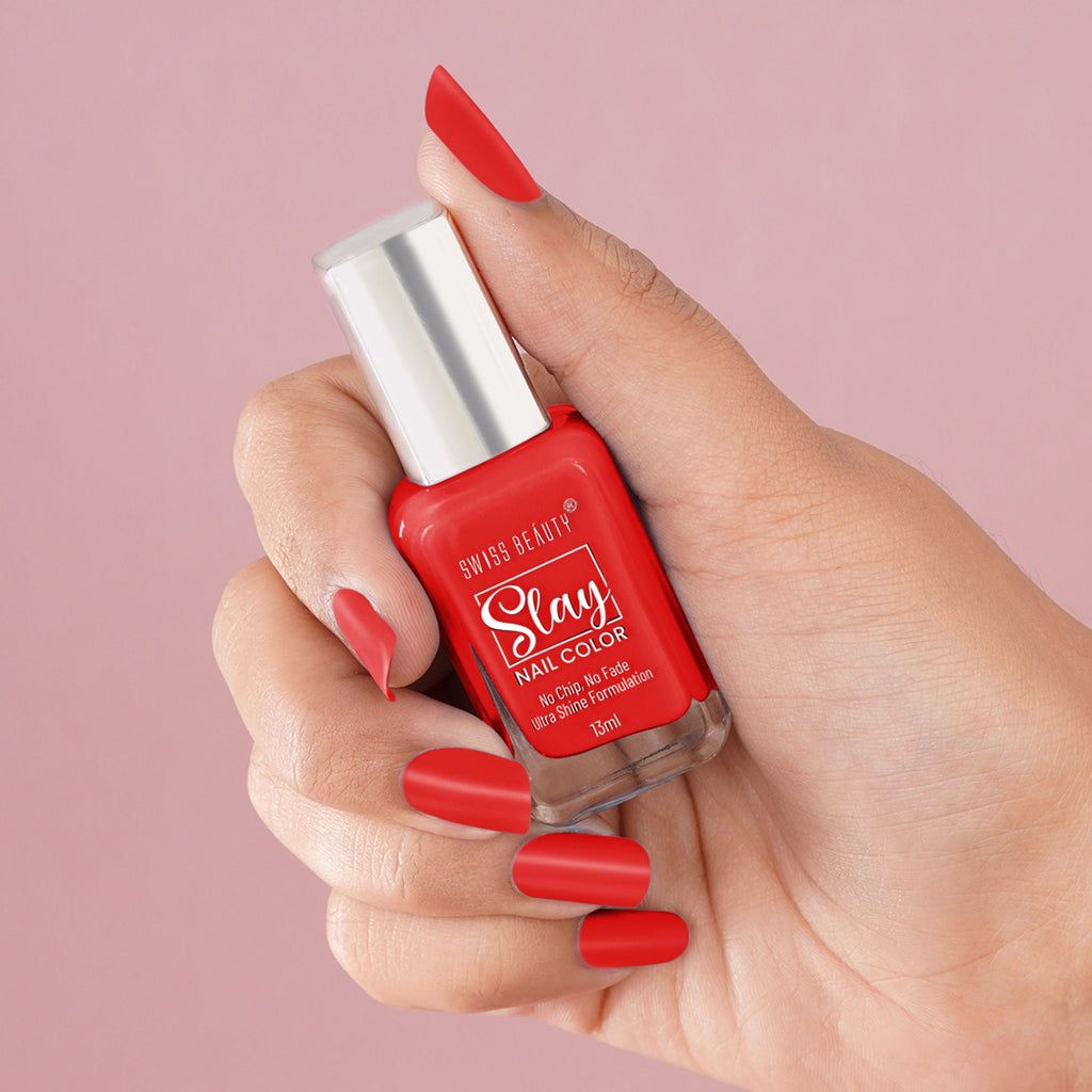 Swiss Beauty Slay Nail Color With Ultra Shine Formulation - 93 Really Red | Grocsy