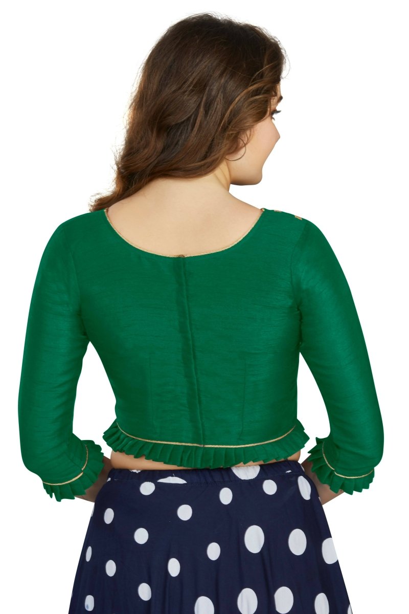 Aastha Fashion Women's Bottle Green Art Silk Designer Party Wear Readymade Blouse | Grocsy