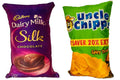 Unique Fashion Pack of 2 Microfibre Filled Reversible Cushion For Kids - Dairy Milk Silk And Uncle Chips | Grocsy