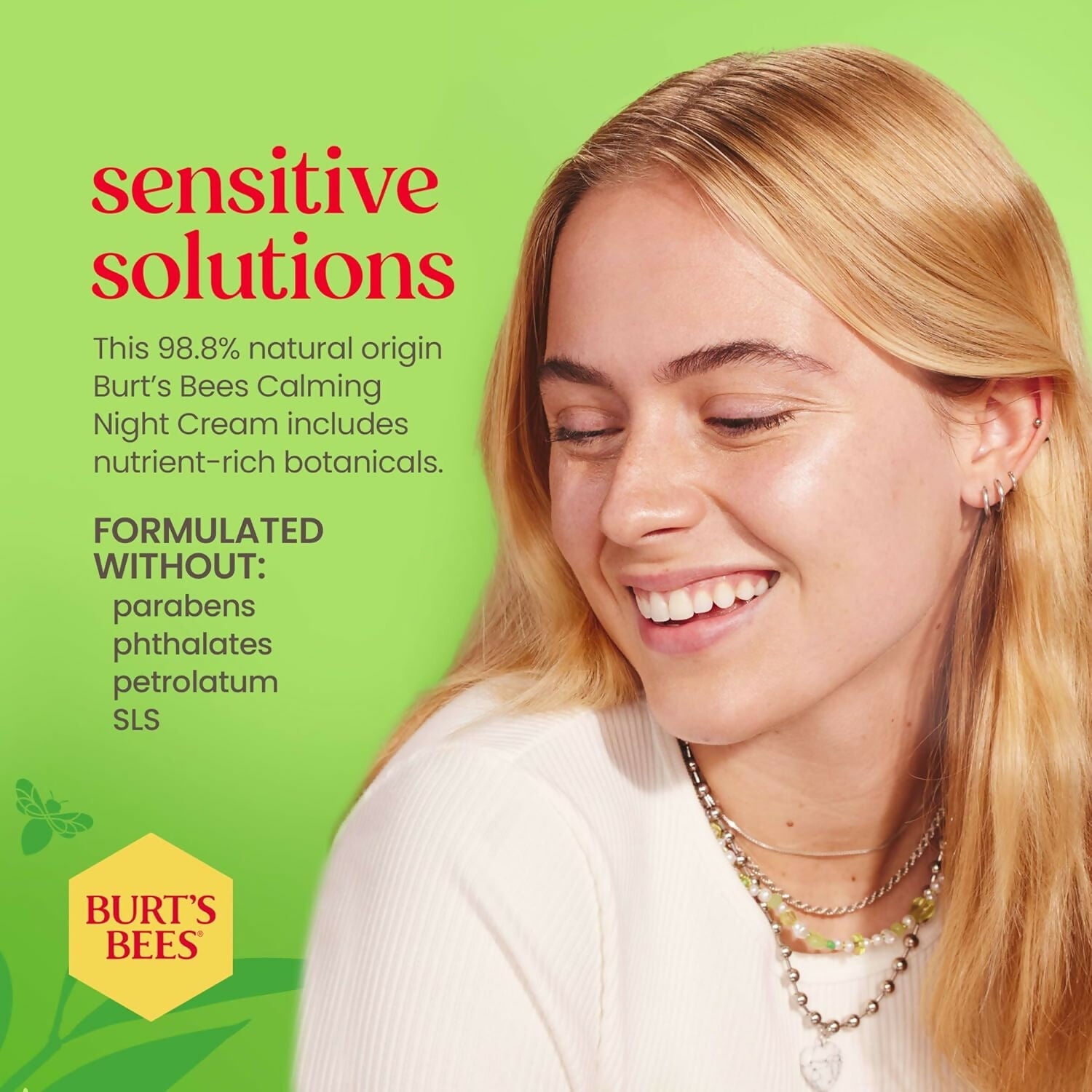 Burt's Bees Calming Night Cream with Aloe + Rice Milk for Sensitive Skin | Grocsy