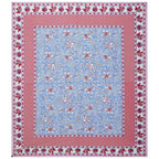 Rudra Bazaar Red Blue 210 TC Cotton Double King Bedsheet With 2 Pillow Covers | Grocsy