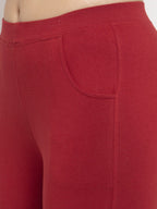 TAG 7 Women Maroon Solid Ankle-Length Leggings | Grocsy