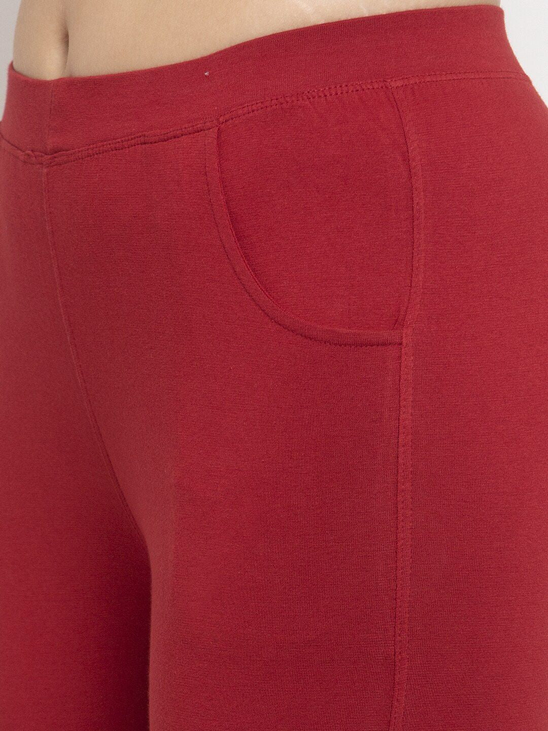 TAG 7 Women Maroon Solid Ankle-Length Leggings | Grocsy