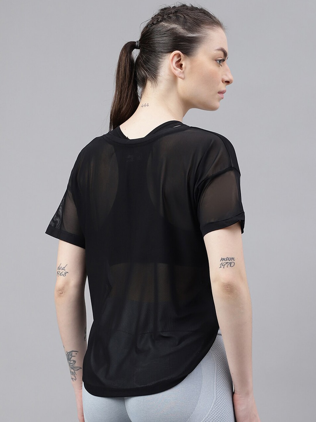MKH Relaxed Fit Typography Printed Drop-Shoulder Sleeves Dri-FIT Sheer Training T-shirt | Grocsy