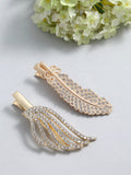 Panash Women Set of 2 Gold-Toned Cubic Zirconia-Studded Alligator Hair Clips | Grocsy
