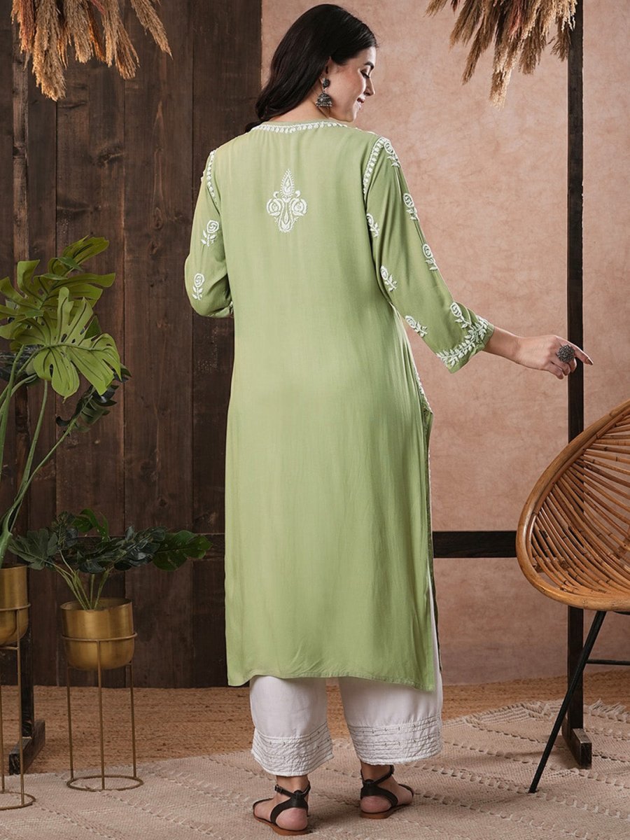 ADA Women Ethnic Motifs Embroidered Flared Sleeves Kurta | Grocsy