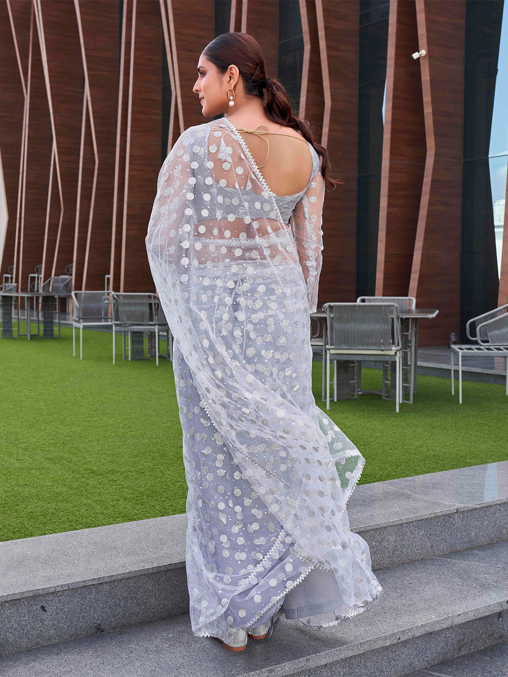 Tikhi Imli Embellished Net Saree | Grocsy