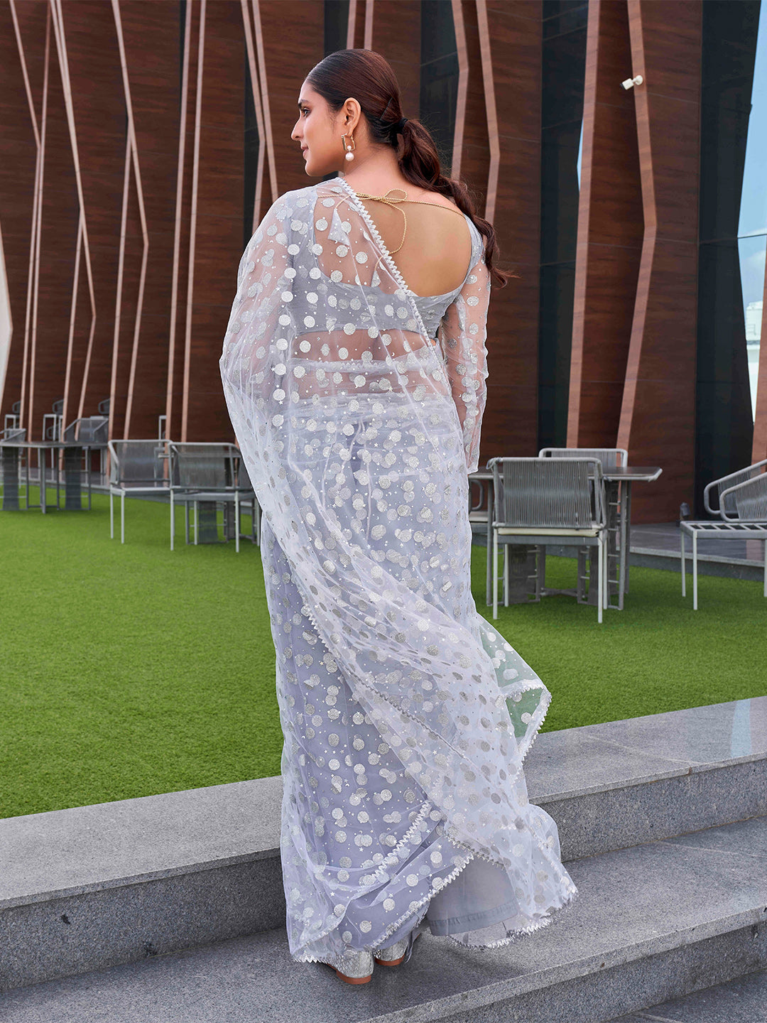 Tikhi Imli Embellished Net Saree | Grocsy