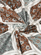 LIVING ROOTS Green & White Ethnic Pure Cotton 300 TC King Bedsheet with 2 Pillow Covers | Grocsy