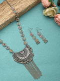 Cardinal Women Silver-Toned Pink & Yellow Stone Studded Jewellery Set | Grocsy
