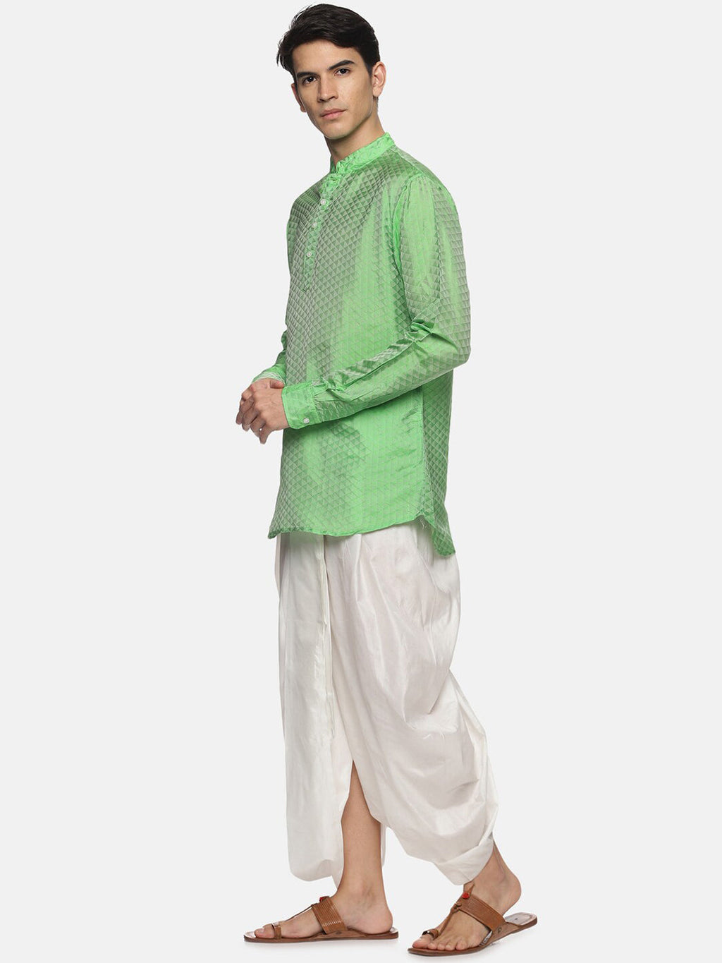 Sethukrishna Men Green Kurta with Dhoti Pants | Grocsy