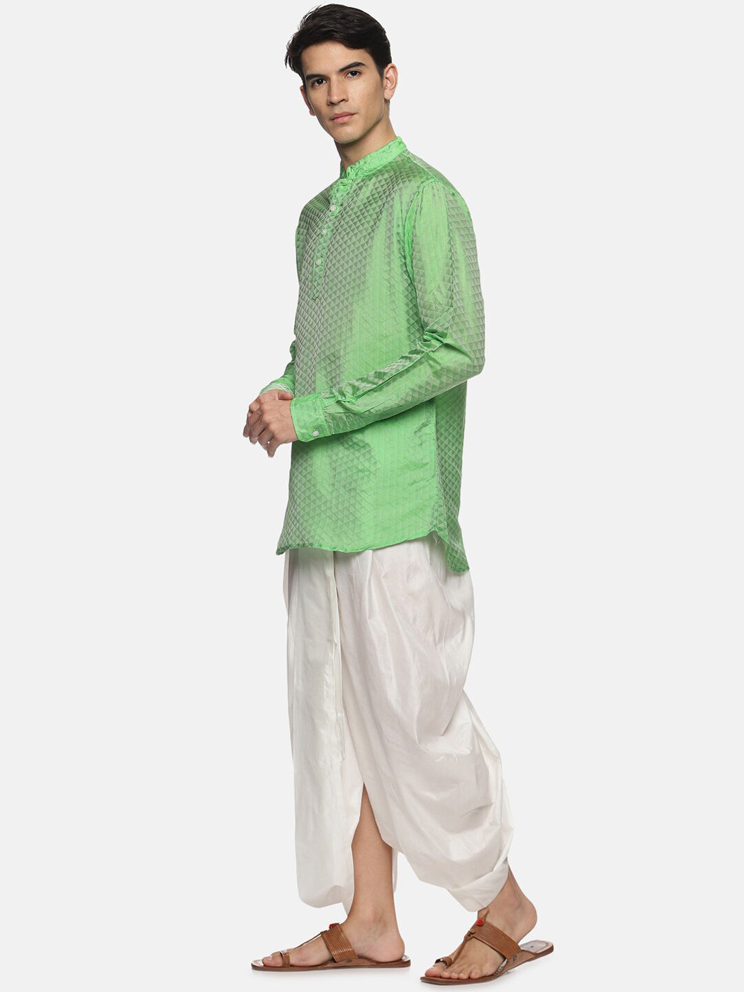 Sethukrishna Men Green Kurta with Dhoti Pants | Grocsy