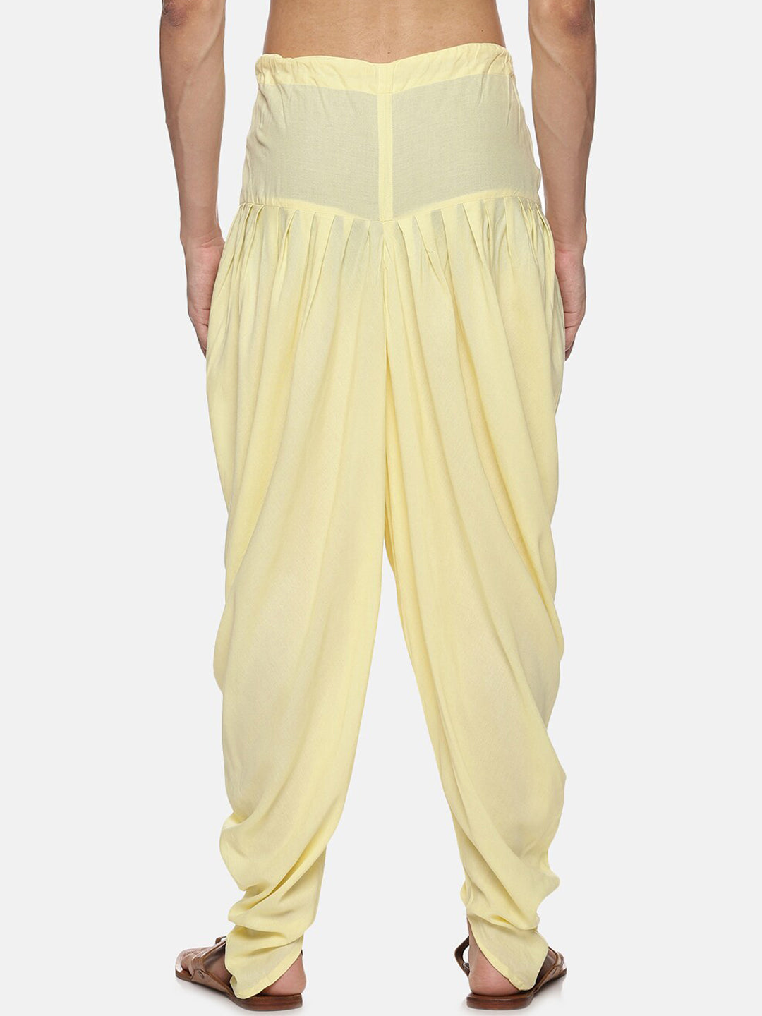 Sethukrishna Men Yellow Solid Dhoti Pant | Grocsy