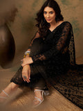 Sangria Floral Embroidered Net Saree | Grocsy