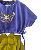 ArthLife Mustard Purple Butterfly Embroidered Co-Ord Set | Grocsy