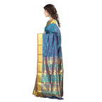 Varkala Silk Sarees Women's Teal Blue Silk Saree With Blouse Piece | Grocsy