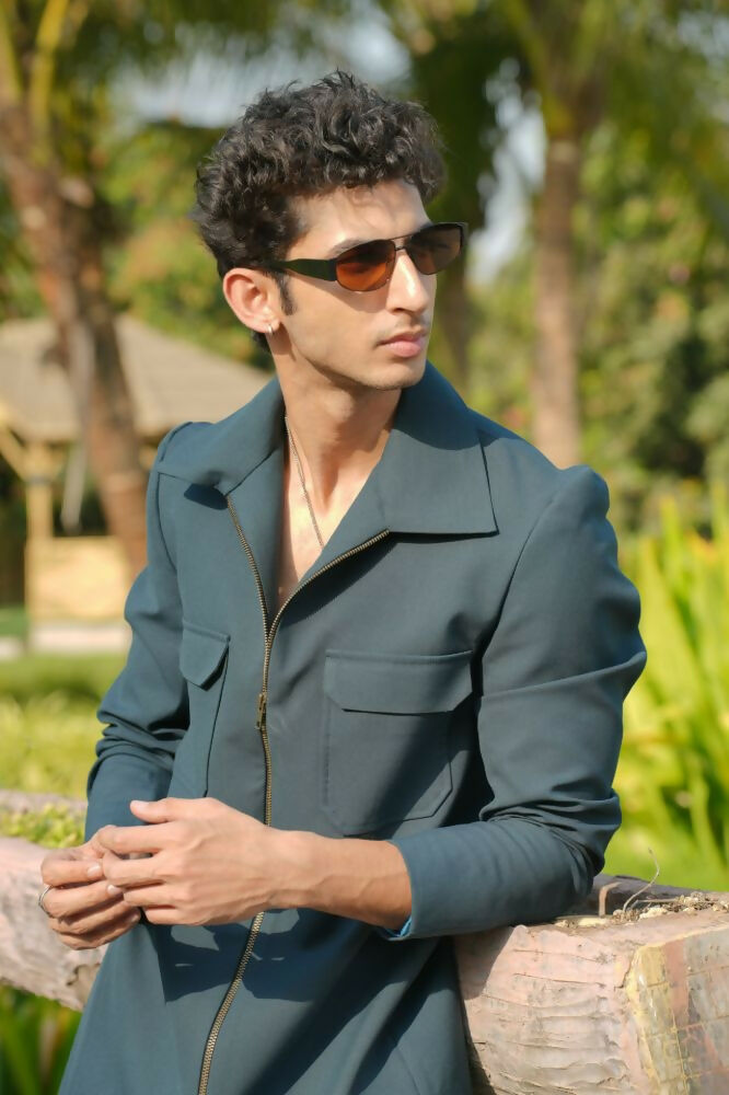 Strukt Deep Teal Shacket by Hilo Design | Grocsy