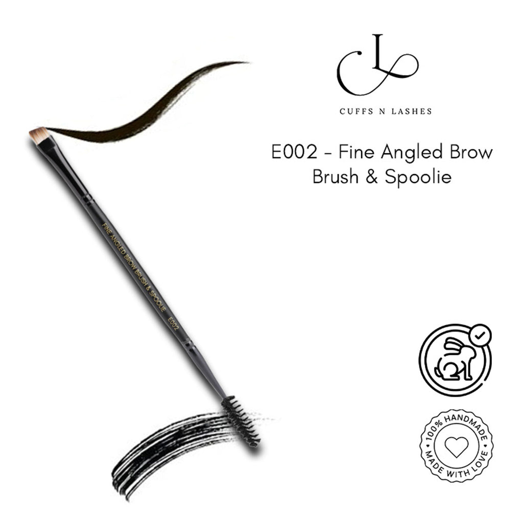 CUFFS N LASHES Fine Angled Brow Brush & Spoolie - E002 | Grocsy