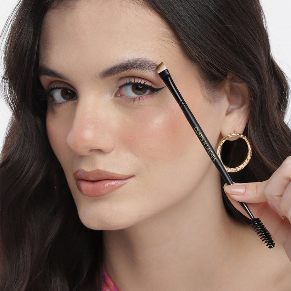 CUFFS N LASHES Fine Angled Brow Brush & Spoolie - E002 | Grocsy